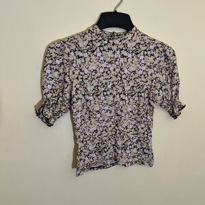 Miss Selfridge Black and White Fitted Ruched Blouse